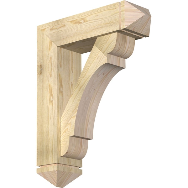 Ekena Millwork Olympic Arts and Crafts Rough Sawn Bracket w/ Offset Brace, Douglas Fir, 8"W x 28"D x 36"H BKT0806X28X36OLY03RDF - main